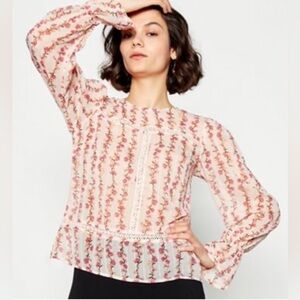 NWT- Floral Sheer Blouse - Pink Size 10 (US)